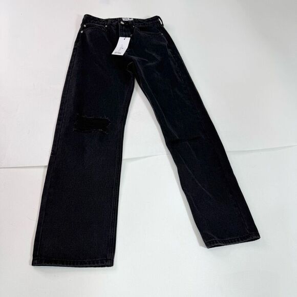 Princess Polly Jeans Womens 6 High Rise Boyfriend Black New Straight Leg Denim - Picture 4 of 10